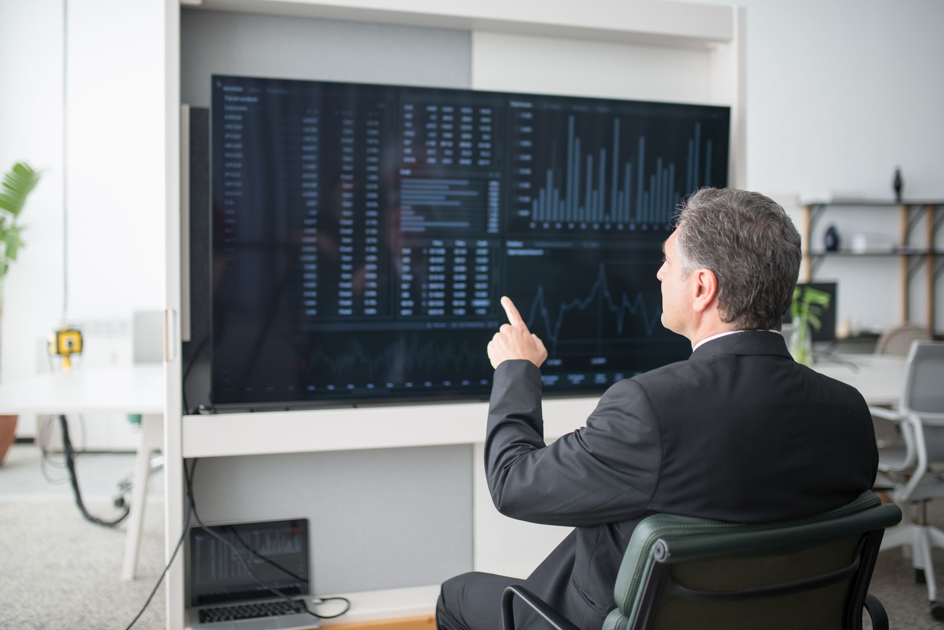 Corporate business executive presenting analytical insights
